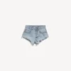 Shorts mini para mujer en azul claro decolorado