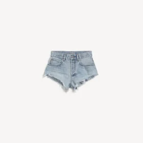 Shorts mini para mujer en azul claro decolorado