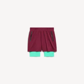 Shorts técnicos para hombre en color burdeos/aguamarina