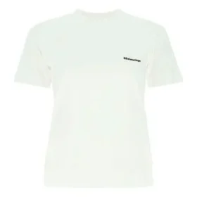 SS21 Camiseta de cuello redondo y manga corta con logo, color blanco 612964TJV879040