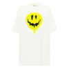 SS21 Camiseta holgada de manga corta con estampado de cara sonriente, color blanco, 641655TKVA18639