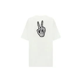 SS21 Camiseta holgada de manga corta con estampado de cara sonriente, color blanco, 641655TKVA18639