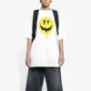SS21 Camiseta holgada de manga corta con estampado de cara sonriente, color blanco, 641655TKVA18639