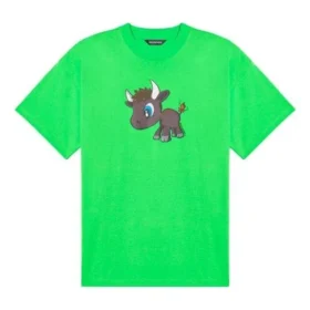 SS21 Camiseta unisex de manga corta con estampado de dibujos animados de motivos pequeños, verde 612966TJVM93302