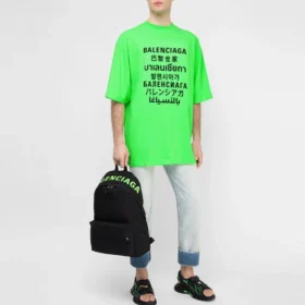 SS21 con estampado de palabras, manga corta, unisex, verde 641614TJVI34162