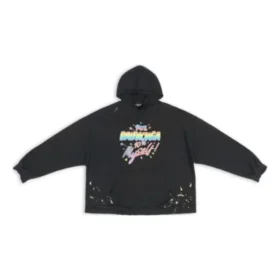 Sudadera con capucha 90/10 de corte ancho «Washed Black» 674986TMVH41055