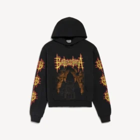 Sudadera con capucha Balenciaga Sacra Cœur para mujer, corte medio, en negro