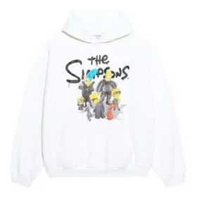 Sudadera con capucha de algodón Balenciaga x THE SIMPSONS, corte ancho «Blanco» 675003TLVG89016