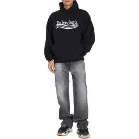 Sudadera con capucha de Political Campaign dibujada a mano «Negro» 739024TNVE91197