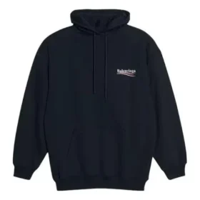 Sudadera con capucha extragrande bordada de Political Campaign «Black White» 620947TKVI91070