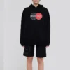 Sudadera con capucha holgada con estampado deportivo, color negro 620947TIV801000