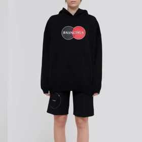 Sudadera con capucha holgada con estampado deportivo, color negro 620947TIV801000