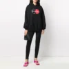 Sudadera con capucha holgada con estampado deportivo, color negro 620947TIV801000