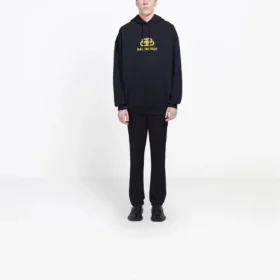Sudadera con capucha oversize de tejido entrelazado BB «Negro Amarillo» 578138TEV191361