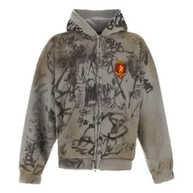 Sudadera con capucha Scribbled de corte mediano «Gris» 744457TOVA81300