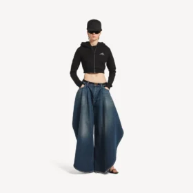 Sudadera con capucha Techwear Cocoon para mujer en negro