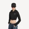 Sudadera con capucha Techwear Cocoon para mujer en negro Sudadera con capucha Techwear Cocoon para mujer en negro