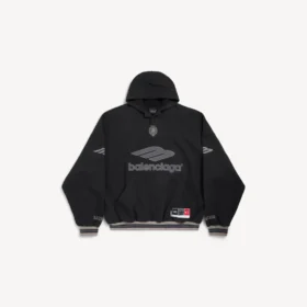 Sudadera con capucha tipo polo de fútbol 3b para hombre en negro/antracita