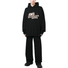 Sudadera con capucha y BB Icon dibujado a mano, talle grande, color «Negro» 620973TNVQ11059