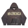 Sudadera con capucha y bolsillos rasgados Tape Type, talle grande, «Gris oscuro» 744441TQVA98519