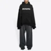 Sudadera con capucha y bordes deshilachados «Black White» 659403TKVB61093
