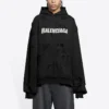 Sudadera con capucha y bordes deshilachados «Black White» 659403TKVB61093