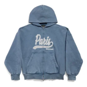 Sudadera con capucha y cremallera completa Enjoy Paris, corte regular «Azul desvaído» 803264TRVL99340 Sudadera con capucha y cremallera completa Enjoy Paris, corte regular «Azul desvaído» 803264TRVL99340