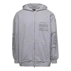 Sudadera con capucha y cremallera con estampado, corte ajustado «Gris» 744454TOVN41167 Sudadera con capucha y cremallera con estampado, corte ajustado «Gris» 744454TOVN41167