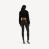 Sudadera con capucha y cremallera corta Techwear para mujer en negro Sudadera con capucha y cremallera corta Techwear para mujer en negro