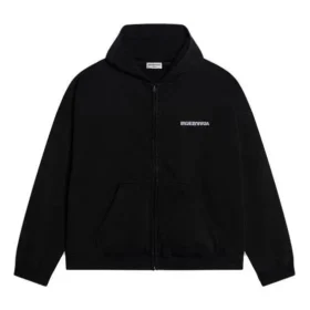 Sudadera con capucha y cremallera, corte ancho «Negro» 674719TLVB49034