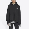 Sudadera con capucha y cremallera, corte ancho «Negro» 674719TLVB49034