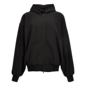 Sudadera con capucha y cremallera, corte grande «Negro» 750965TNT391000