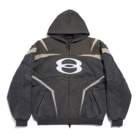 Sudadera con capucha y cremallera de estilo motero Unity Sports Icon, oversize «Negro Blanco» 790359TQVM21070