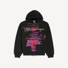 Sudadera con capucha y cremallera «Dream» para mujer en negro