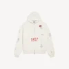 Sudadera con capucha y cremallera oversize para hombre con diseño de tatuaje en color crema Sudadera con capucha y cremallera oversize para hombre con diseño de tatuaje en color crema