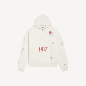 Sudadera con capucha y cremallera oversize para hombre con diseño de tatuaje en color crema Sudadera con capucha y cremallera oversize para hombre con diseño de tatuaje en color crema