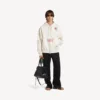 Sudadera con capucha y cremallera oversize para hombre con diseño de tatuaje en color crema Sudadera con capucha y cremallera oversize para hombre con diseño de tatuaje en color crema
