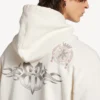 Sudadera con capucha y cremallera oversize para hombre con diseño de tatuaje en color crema Sudadera con capucha y cremallera oversize para hombre con diseño de tatuaje en color crema