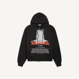Sudadera con capucha y cremallera oversize para hombre «The Door» en negro