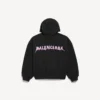Sudadera con capucha y cremallera para hombre «DIY Balenciaga Back», corte regular, en negro Sudadera con capucha y cremallera para hombre «DIY Balenciaga Back», corte regular, en negro