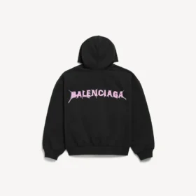 Sudadera con capucha y cremallera para hombre «DIY Balenciaga Back», corte regular, en negro