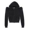 Sudadera con capucha y cremallera redonda en el hombro «Black» 767880TNV611000