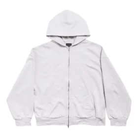 Sudadera con capucha y cremallera trasera, corte regular «Blanco sucio y rosa bebé» 803264TSVP12420