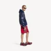 Sudadera con capucha y cuello de polo de fútbol 3B para hombre en azul marino oscuro Sudadera con capucha y cuello de polo de fútbol 3B para hombre en azul marino oscuro