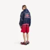 Sudadera con capucha y cuello de polo de fútbol 3B para hombre en azul marino oscuro Sudadera con capucha y cuello de polo de fútbol 3B para hombre en azul marino oscuro