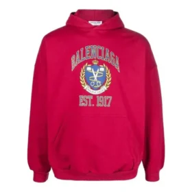 Sudadera con capucha y estampado del logotipo universitario, corte amplio, «Rojo», 675003TLV906163 Sudadera con capucha y estampado del logotipo universitario, corte amplio, «Rojo», 675003TLV906163