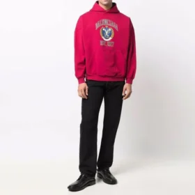 Sudadera con capucha y estampado del logotipo universitario, corte amplio, «Rojo», 675003TLV906163 Sudadera con capucha y estampado del logotipo universitario, corte amplio, «Rojo», 675003TLV906163