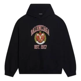 Sudadera con capucha y estampado del logotipo universitario «Est. 1917», corte amplio, «Negro» 674986TLV901076