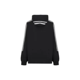 Sudadera con capucha y mangas a rayas de estilo deportivo, corte oversize «Negro Blanco» 704023TMVG23869