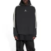 Sudadera con capucha y mangas a rayas de estilo deportivo, corte oversize «Negro Blanco» 704023TMVG23869